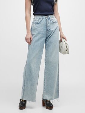 Veronica Beard Taylor High-Rise Wide-Leg Jeans. Size 26 Women 
#370